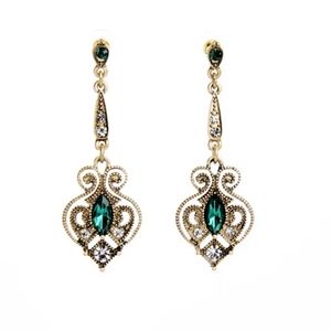 Vintage Gold Earrings With Emerald and CZ Diamonds
